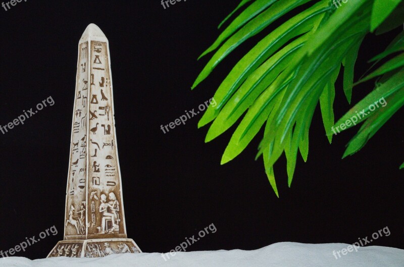 Obelisk Palm Egypt Close Up Sand