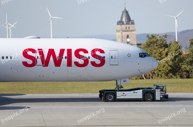 Swiss Air Airport Drag Tarmac Aircraft