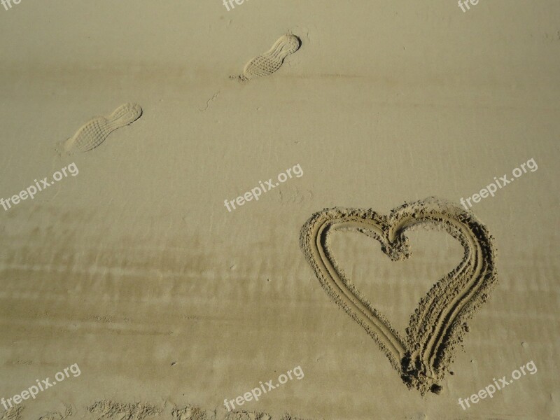 Beach Sand Heart Traces Reprint