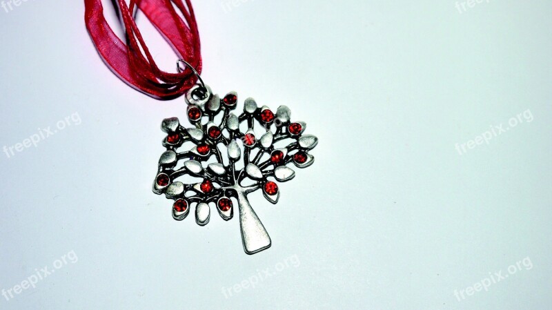 Tree Metal Organza Jewel Red