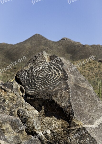 Petroglyph Tucson Arizona Mountain Native