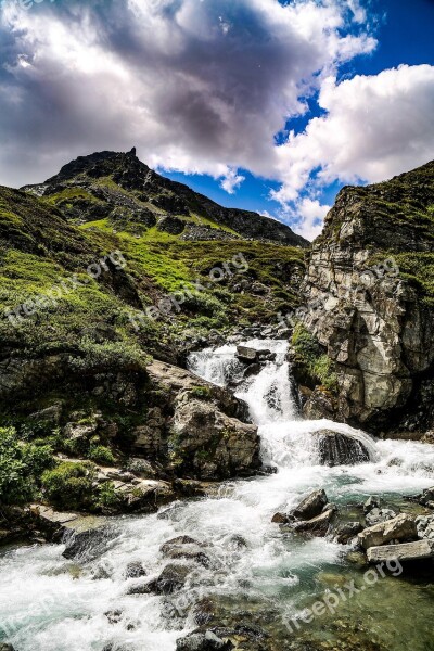 Mountain Sky Water Clouds Blue