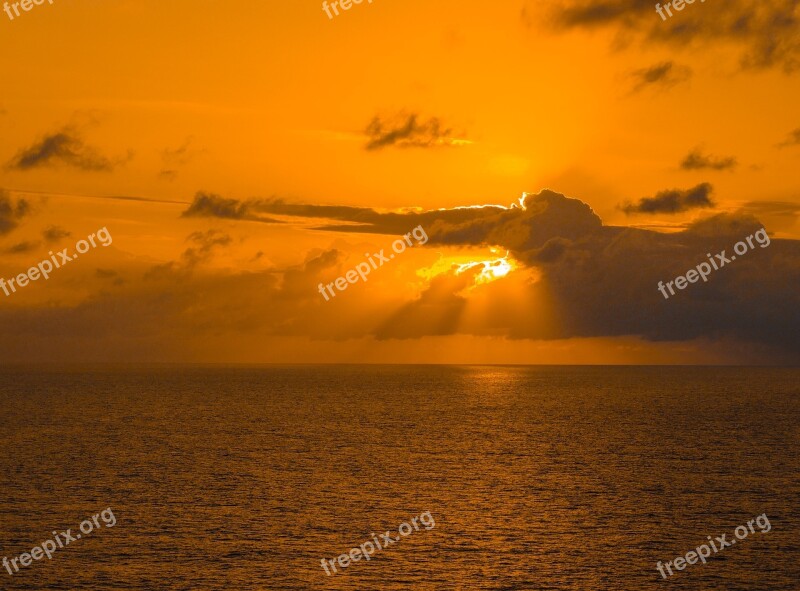 Sunset Caribbean Sea Peaceful Free Photos