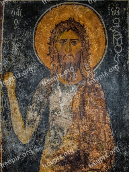 John The Baptist Iconography Damaged Aged Cyprus