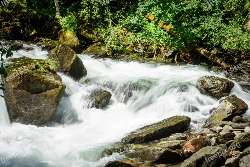 Waterfall Torrent Alpine Nature Bach