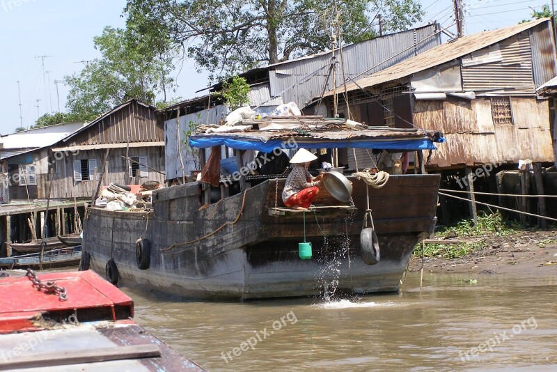 Mekong Vietnam Boat Rural Delta