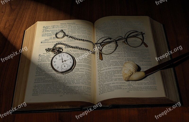 Book Bible Watch Pipa Glasses