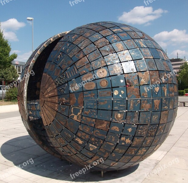 Sculpture Ball Half-shells Metal Artwork