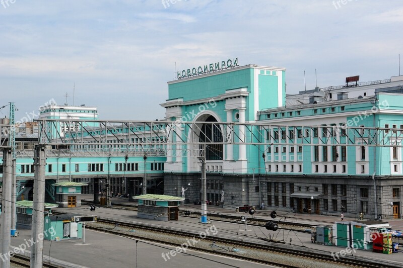 Railway Station Russia Novosibirsk Gleise Architecture