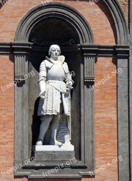 Italy Naples Piazza Plebiscito Statue Niche