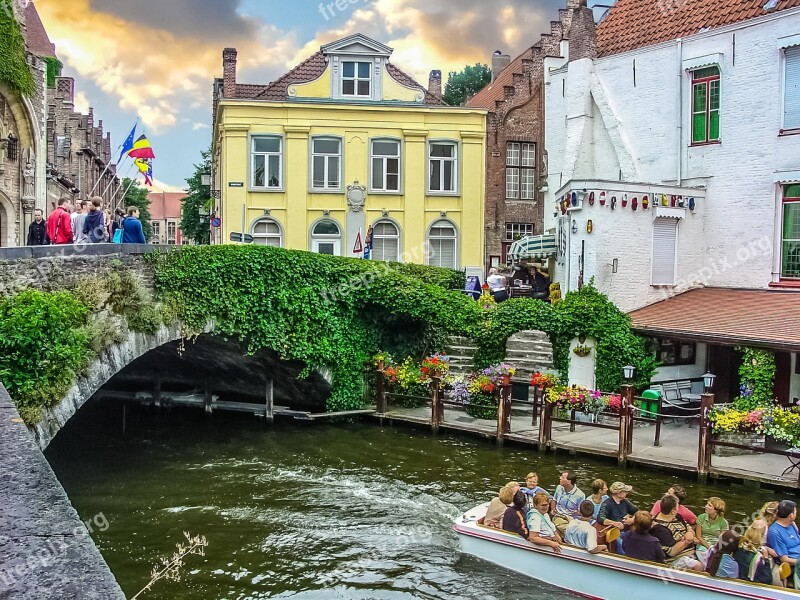 Belgium Bruges Canal Bridge City