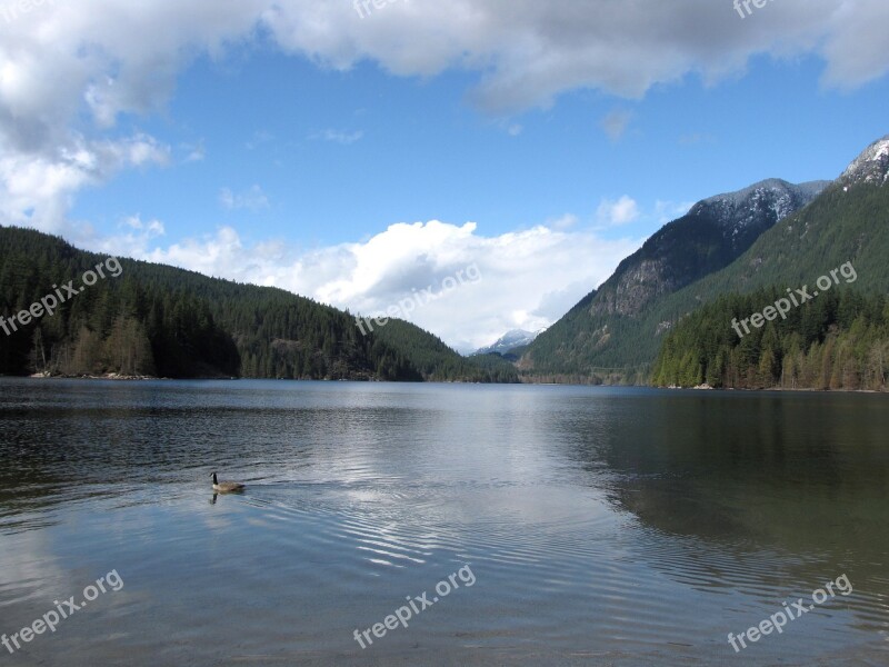 British Columbia Buntzen Lake Reflection Sky Cloud