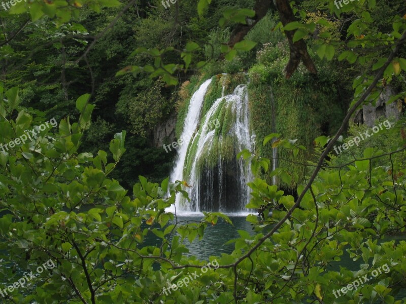 Waterfall Croatia Lake Nature Plitvice