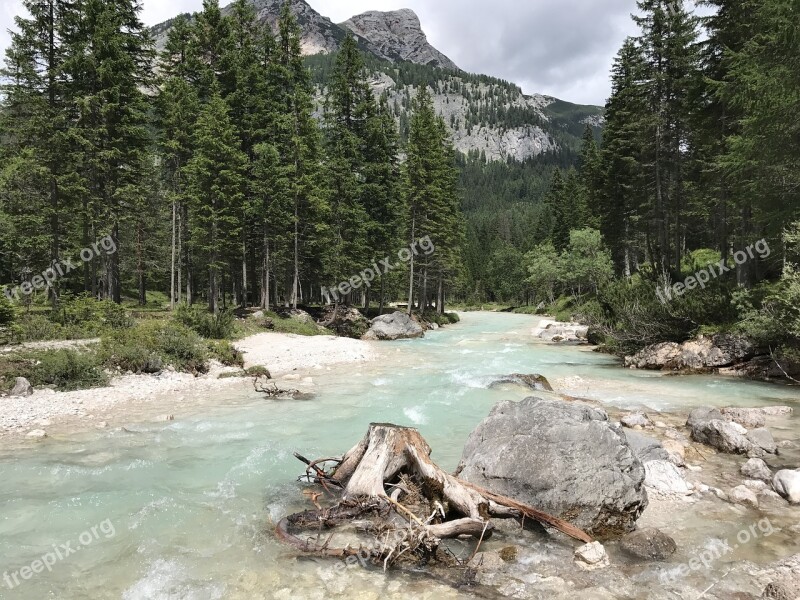 Torrent Mountain Nature Landscape Water