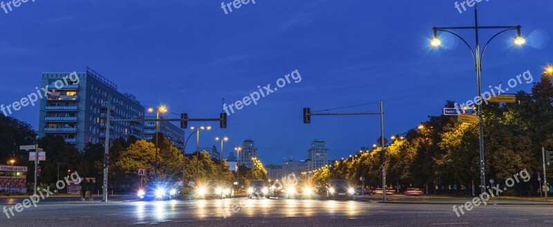 Night Photograph Road Berlin Night Lights