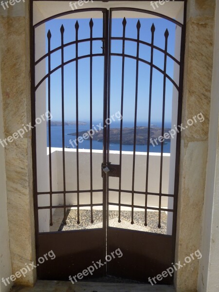 Santorini Grating Door Ocean Iron