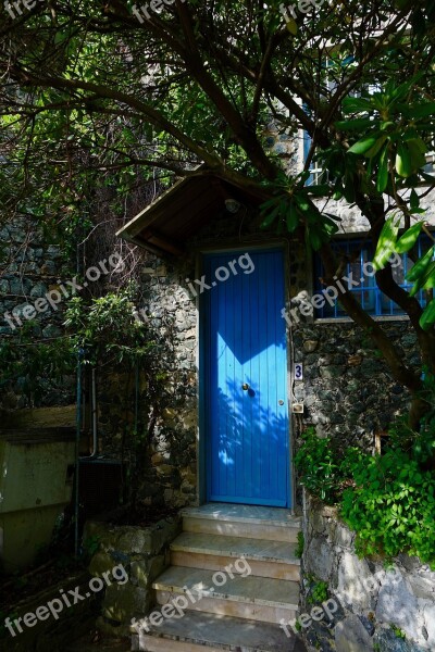 Door Blue House Entrance Wood Goal