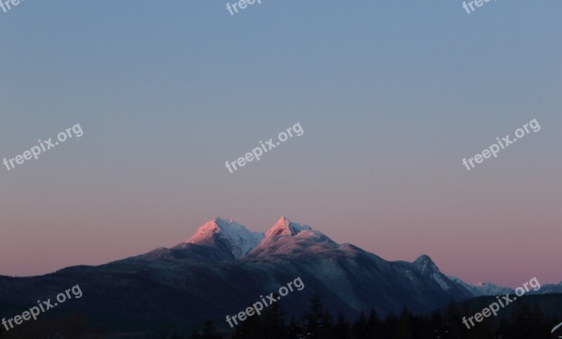 Mountain Golden Ears Sunset Golden Sky