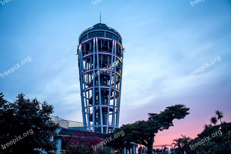 Japan Enoshima Sunset Building Scan Tower