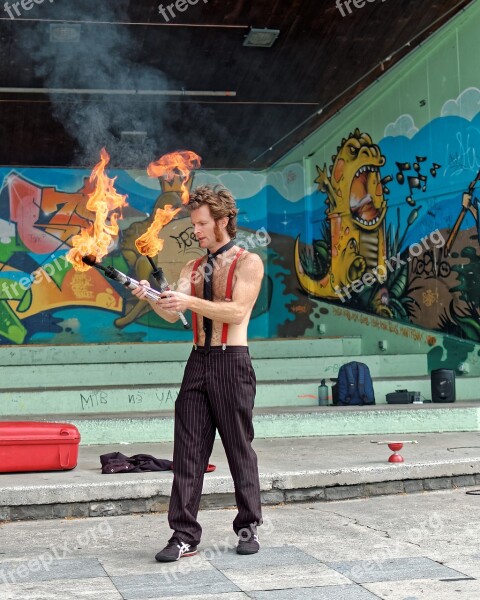 Acrobat Fire Juggler Artist Road