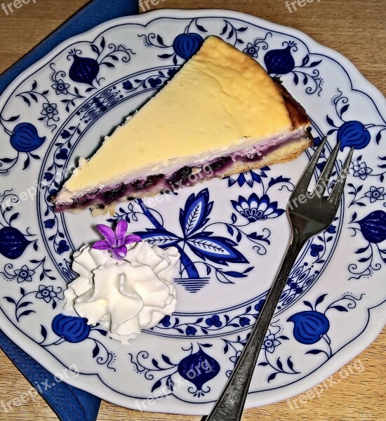 Blueberry Cake With Quark Cream Pastries Food Piece Of Cake