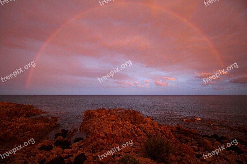 Rainbow Abendstimmung Red Sky Sardinia Sea