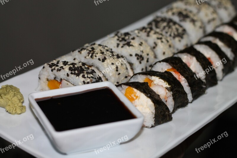 Oriental Cuisine Sushi Makizushi Futomaki Free Photos