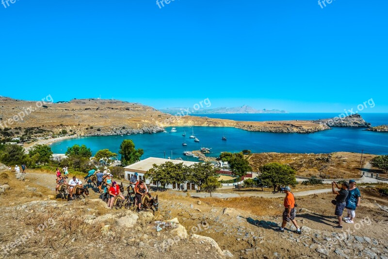 Lindos Greece Rhodes Bay Boats