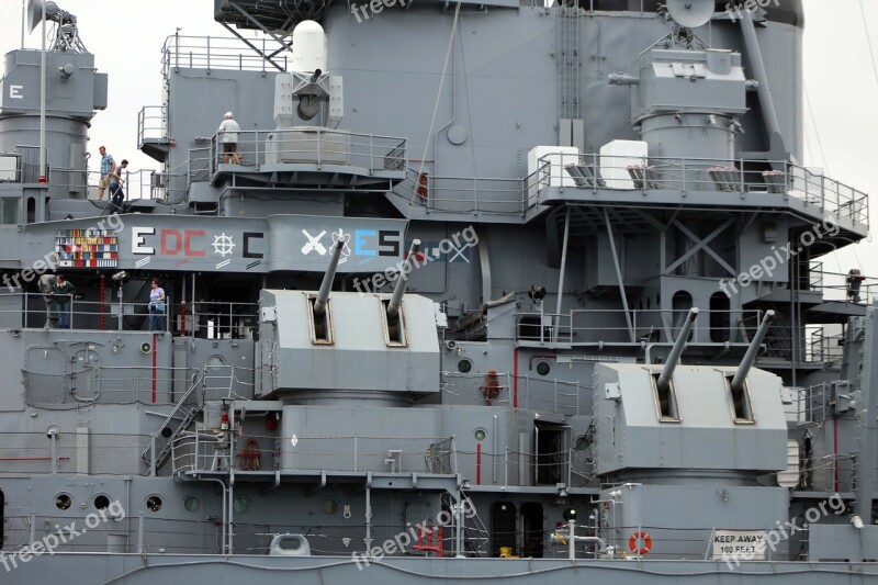 Uss Iowa Harbor Battleship Boat Docked