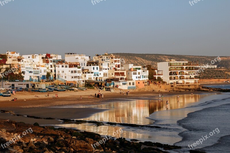 Morocco Taghazout Beach Sunset Water