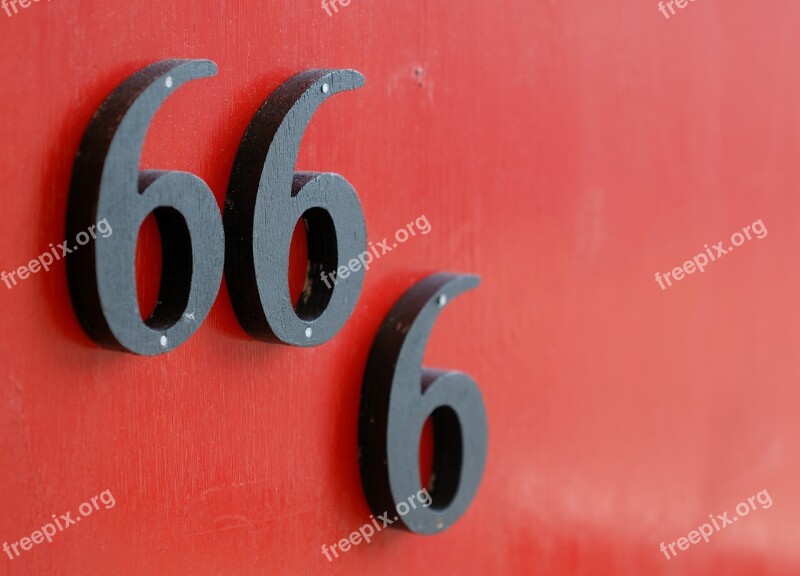 Door Number 666 Red Black