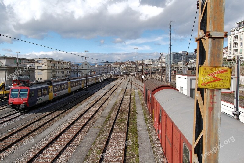 Rails Railway Station Lausanne Switzerland Sbb