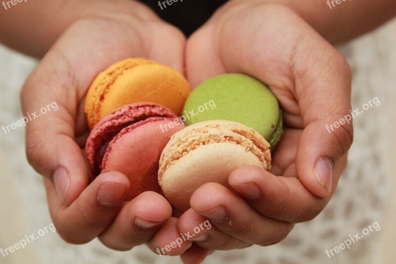 Hands Macarons French Dessert Holding