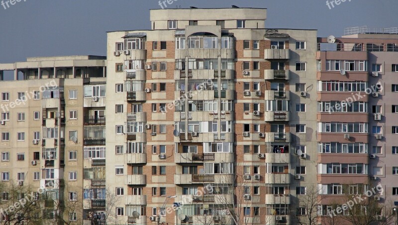 Block Of Flats Architecture Apartments Crowded Social