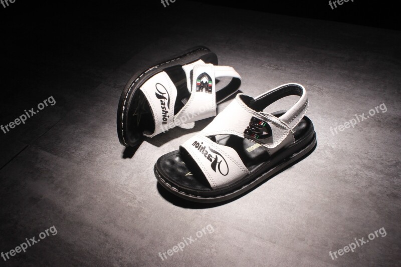 Children's Shoes Sandals Breathable Black Background Free Photos