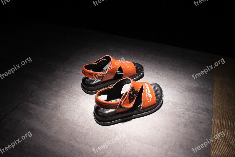 Children's Shoes Sandals Breathable Black Background Free Photos