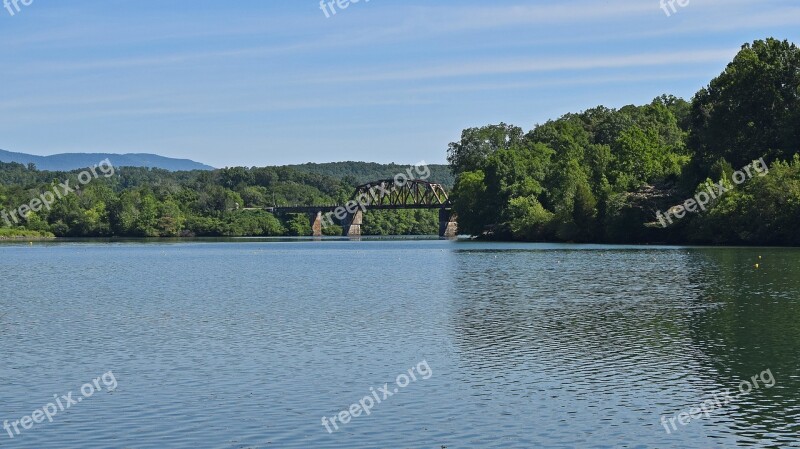 Railroad Bridge Melton Lake Clinch River Tennessee Smoky Mountains