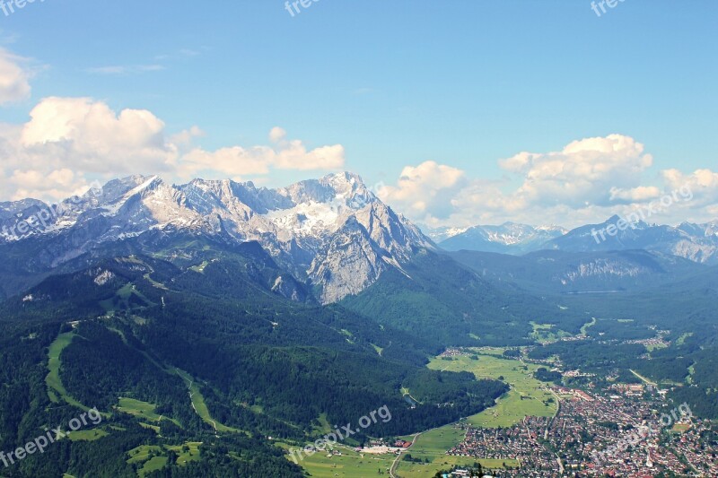 Zugspitze Garmisch Partenkirchen Alpine Clouds Rock