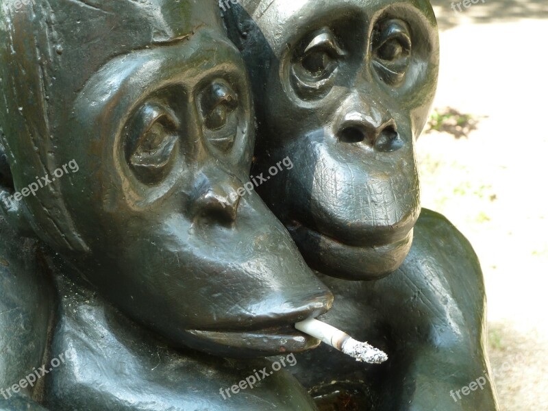 Ape Statue Smoking Artwork Metal