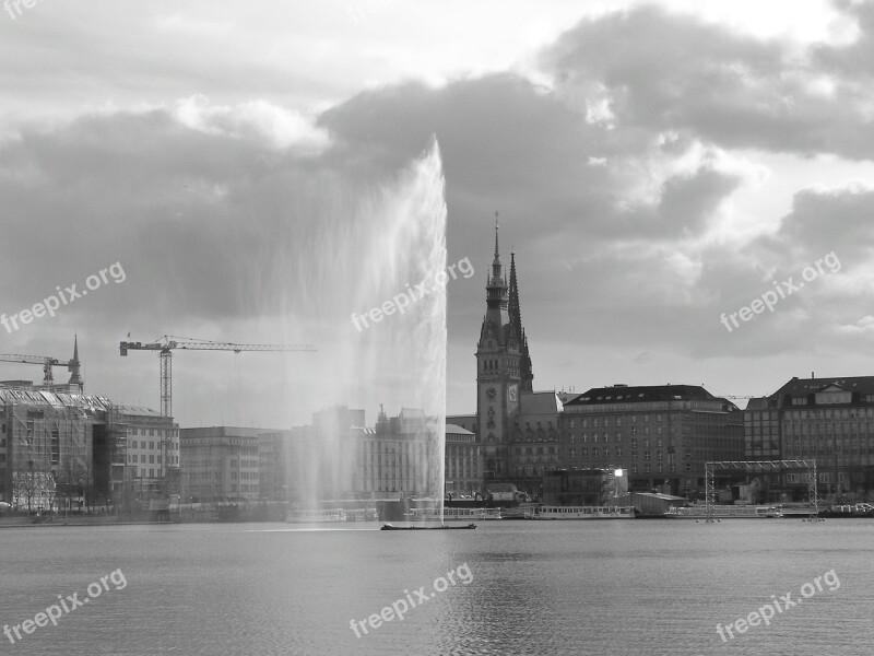 Hamburg Hamburgensien Alster Fountain Water Art