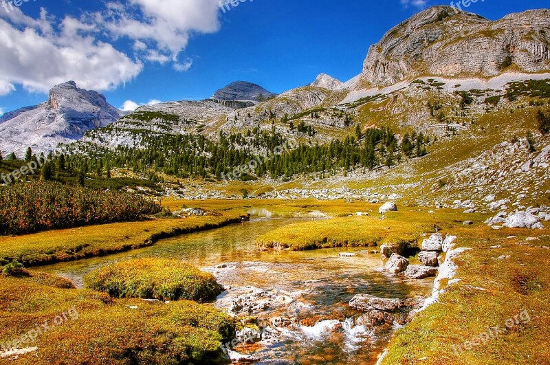 Dolomites Fanes Landscape Mountains Rock