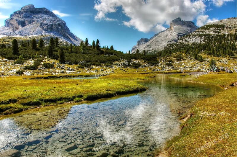 Dolomites Fanes Landscape Mountains Rock