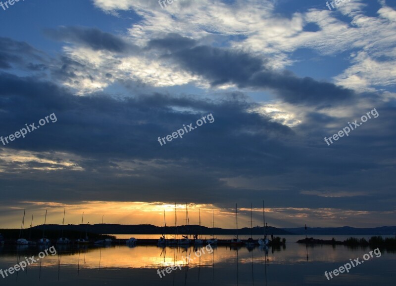 Lake Balaton Zamárdi Sunset Cloud Sailing