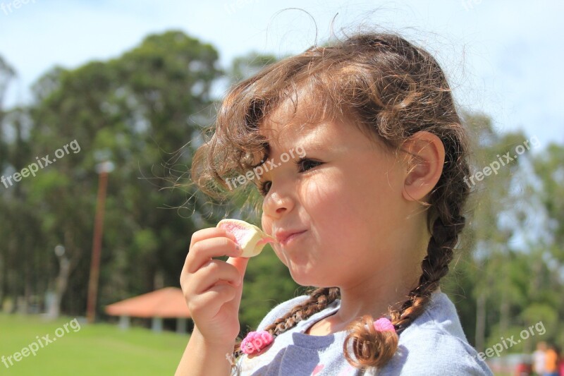 Girl Cute Eating Marshmallow Kid