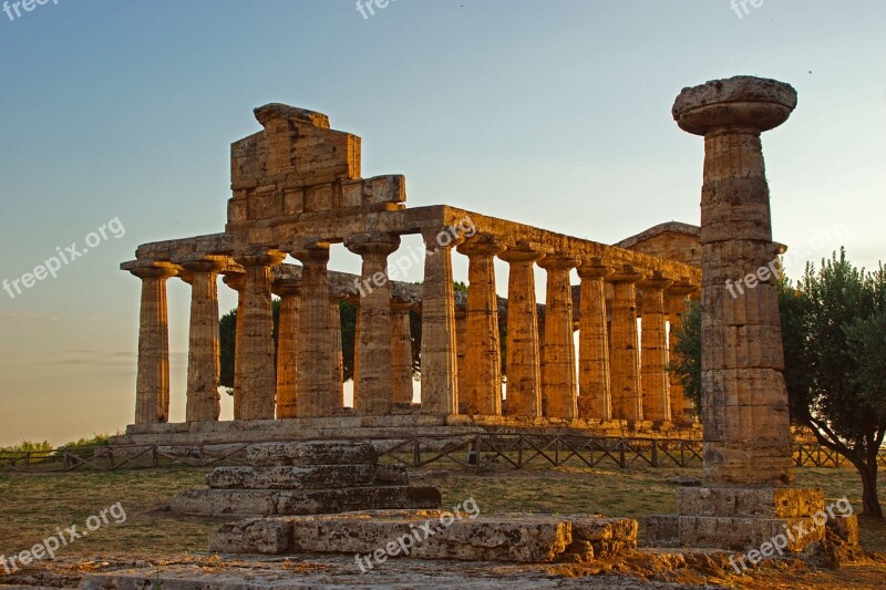 Italy Temple Antique Greek Temple Ancient Ruins