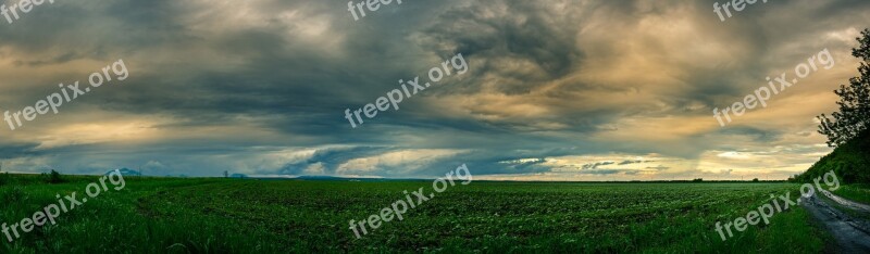 Panorama Clouds Sky Lightning Cloud Partly Cloudy