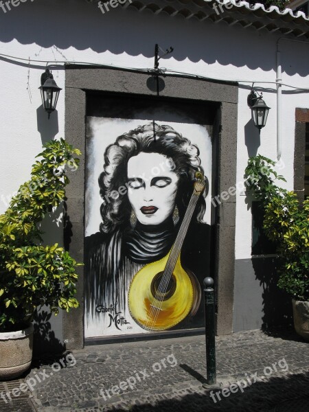 Madeira Funchal Historic Center Painting Mandolin