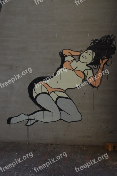 Basel Port Site Woman Graffiti Street Art