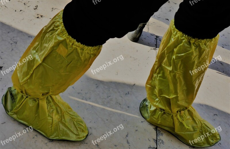 Rubber Boots Overshoes Rain Shoes Yellow Trousers