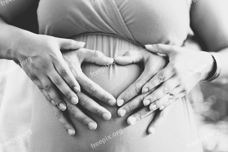 Pregnancy Black And White B W Hands Couple